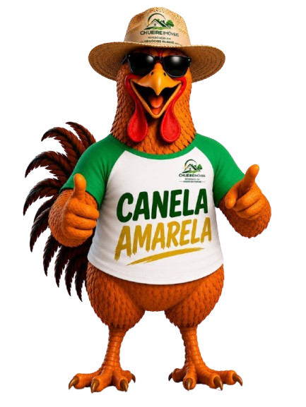Canela Amarela, galo mascote da marca