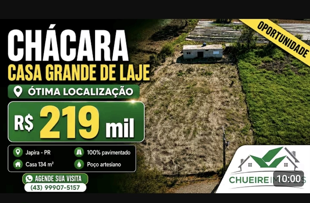 Foto do imóvel Chácara na Vila Rural de Japira – PR